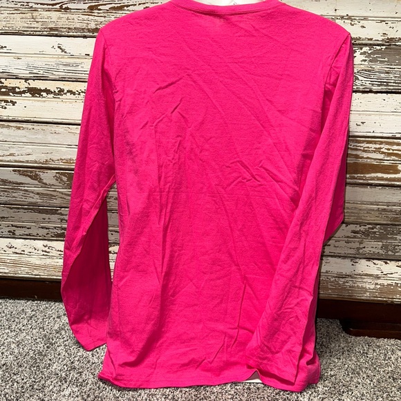 NEW Gildan Heavy Cotton Long Sleeve Pink Leopard Love Football Tee - Picture 3 of 5